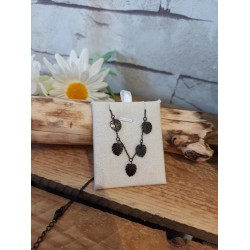 collier acier noir feuilles